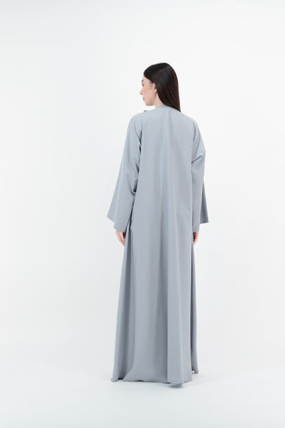 Grey Lace Placket abaya back