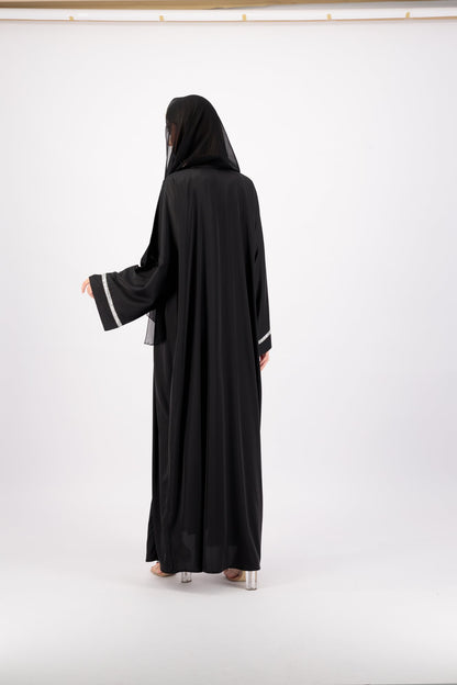 Black Piped Trim abaya back