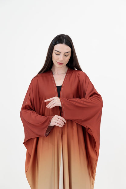 Ombre Satin abaya closeup