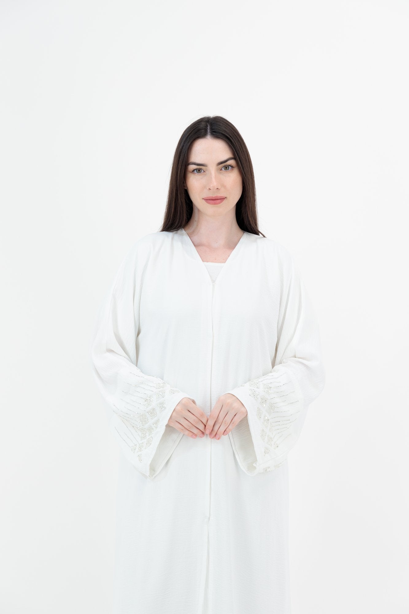White Lace abaya closeup