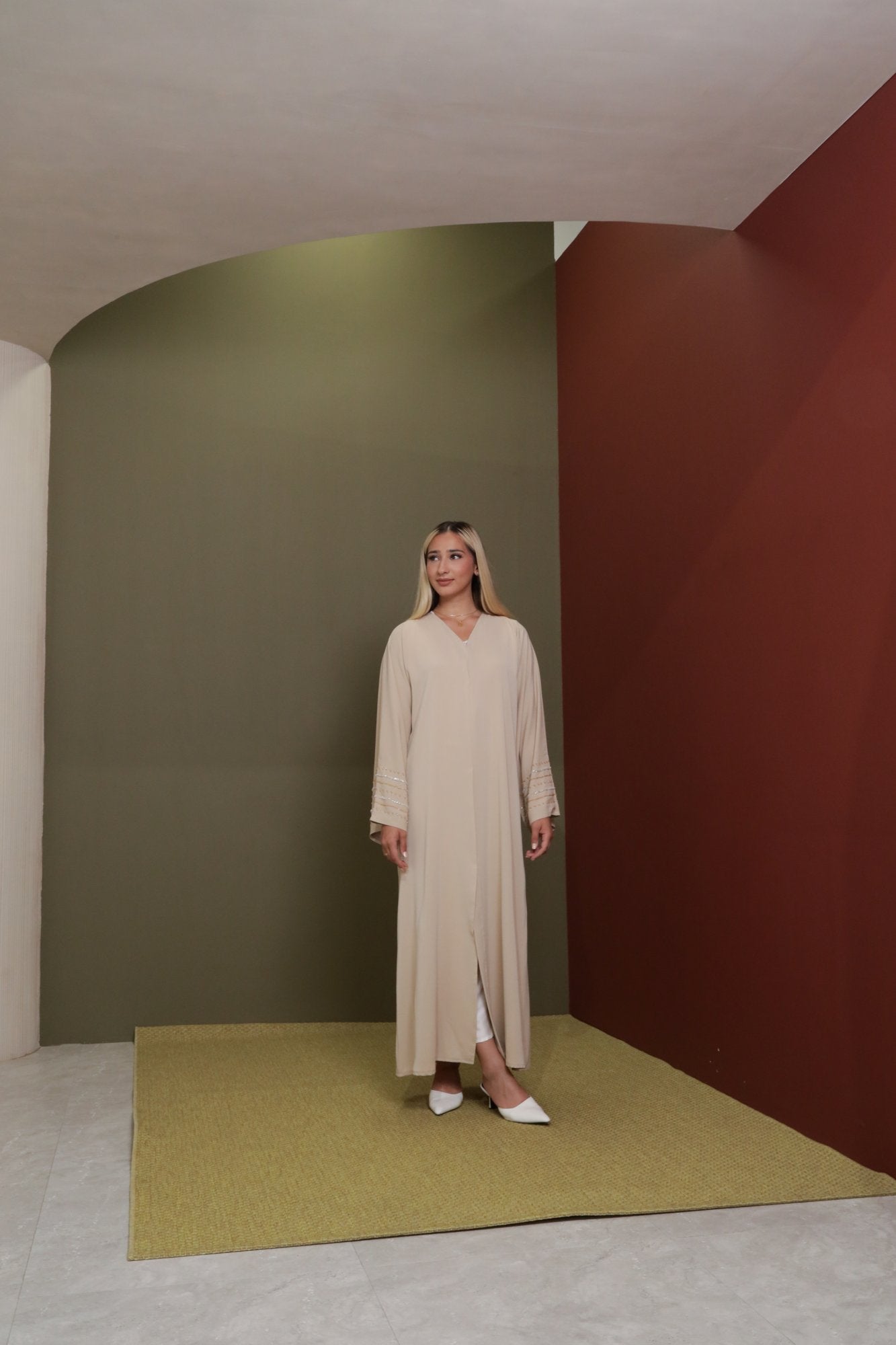 Mahira abaya colour-beige-front