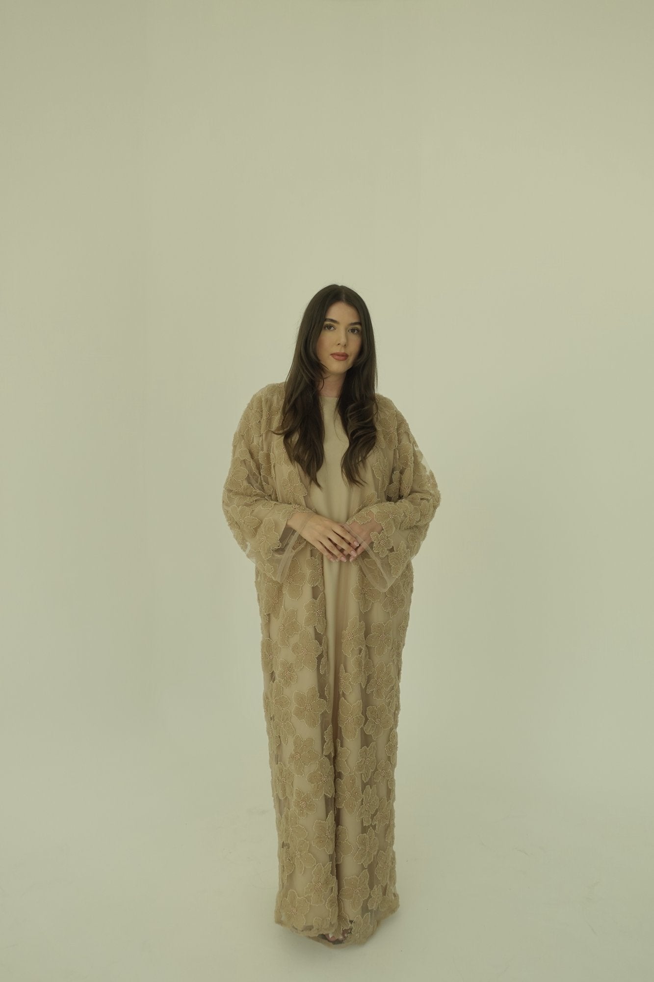 Alana abaya colour-beige-front