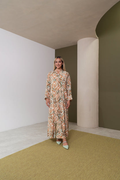 Zinnia abaya colour-beige-front