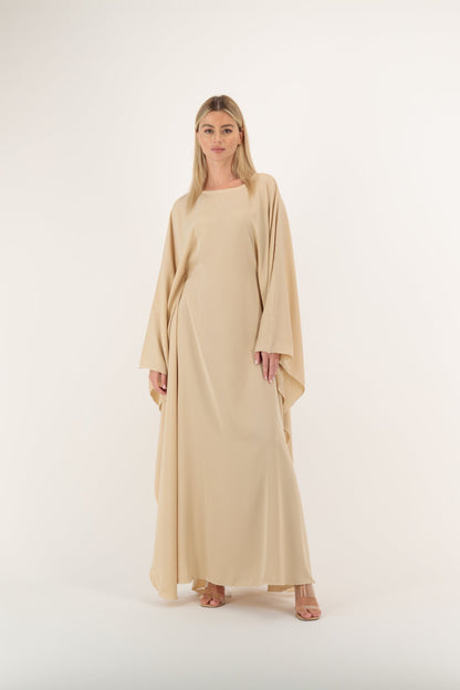 Nida Butterfly abaya colour-beige-front