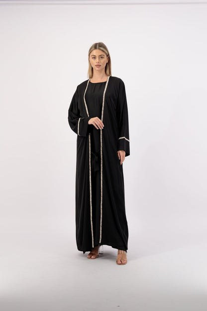 Studio 2 abaya colour-black-trim-front