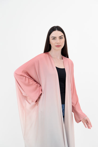 Ombre Satin abaya colour-blush