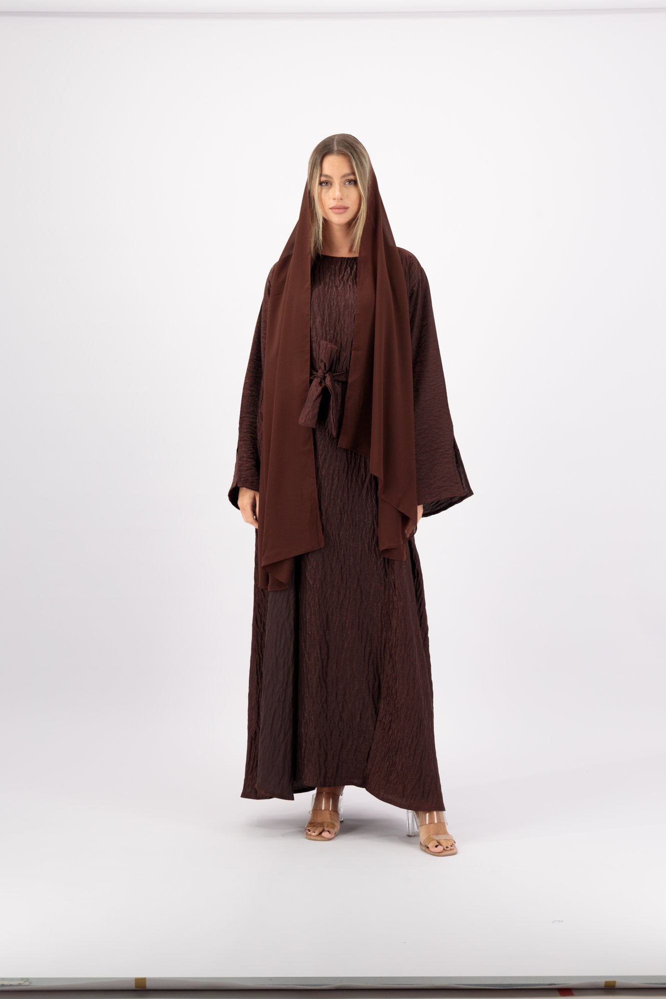 Shimmer Set abaya colour-brown-front