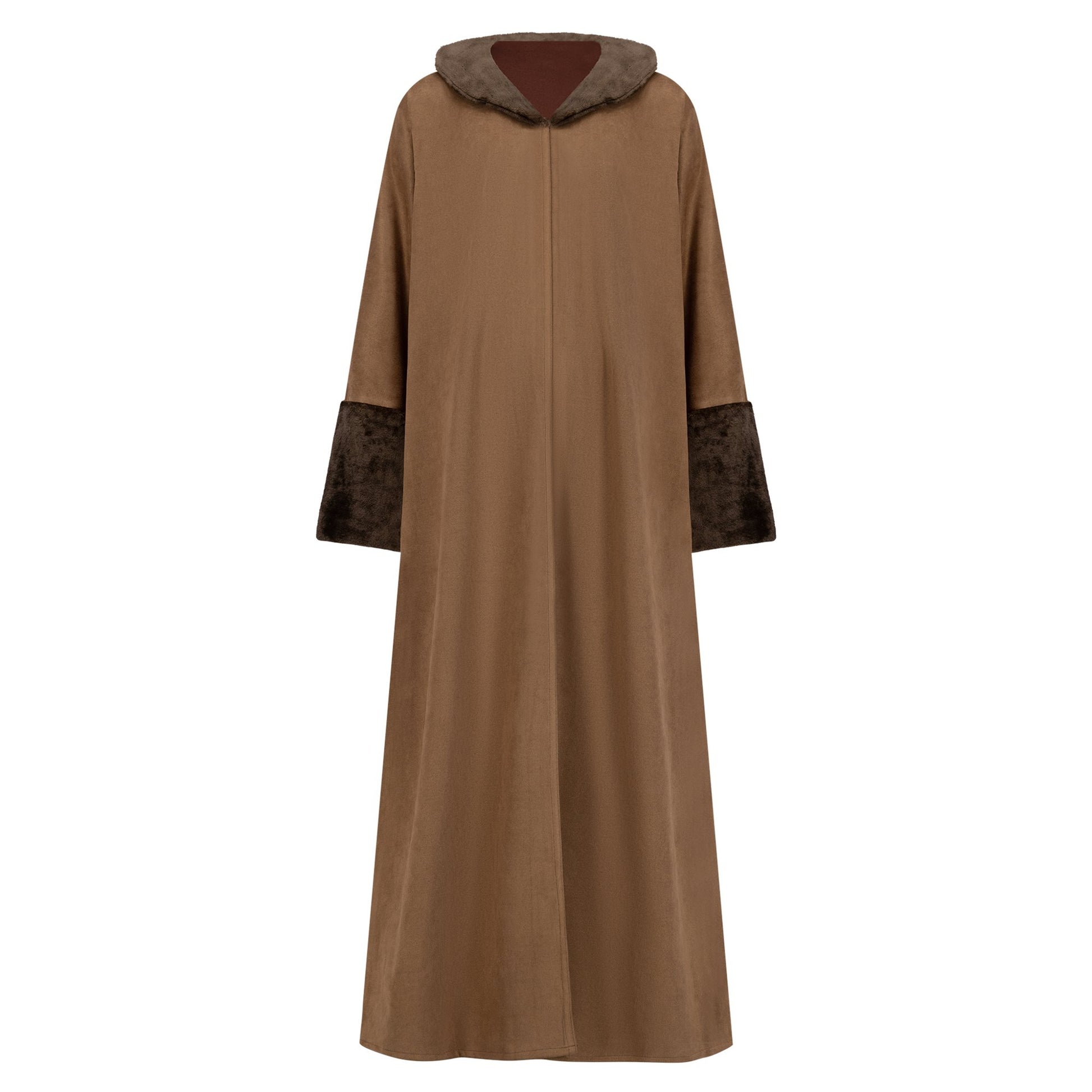 Fur Coat abaya colour-brown-front