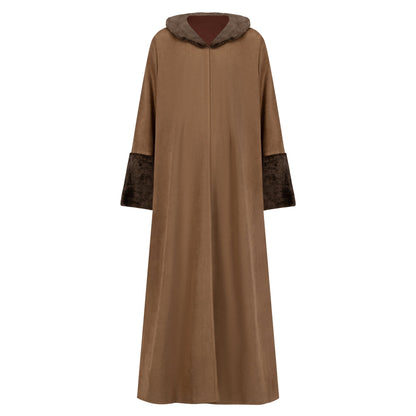 Fur Coat abaya colour-brown-front