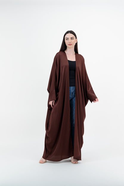 Ombre Satin abaya colour-brown