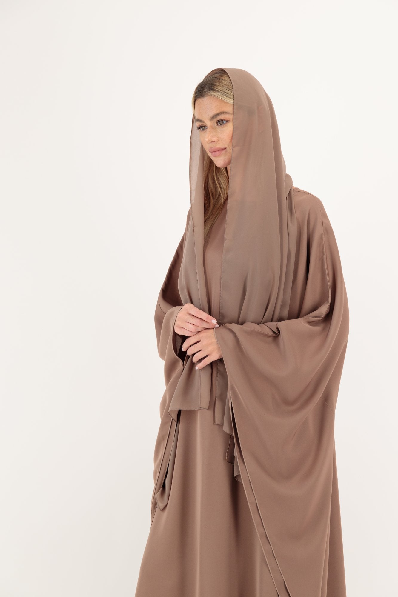 Silk Butterfly abaya colour-camel-front