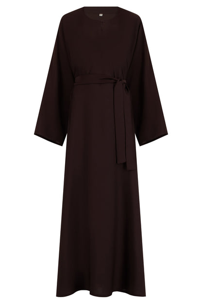 Nida Essentials abaya colour-darkbrown-front