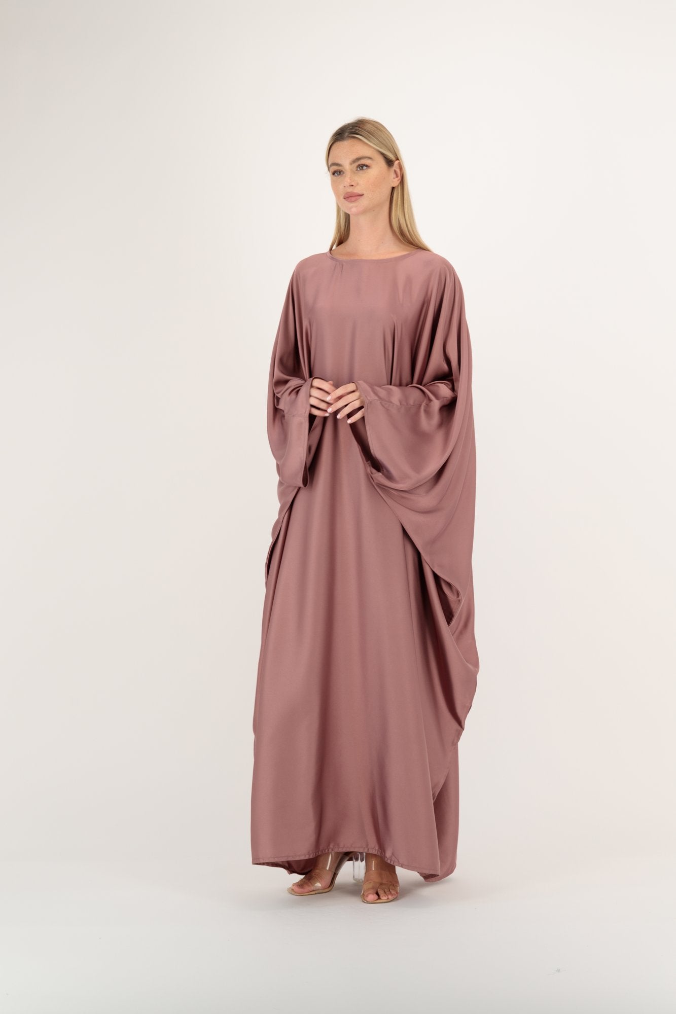 Silk Butterfly abaya colour-dusty-pink-front