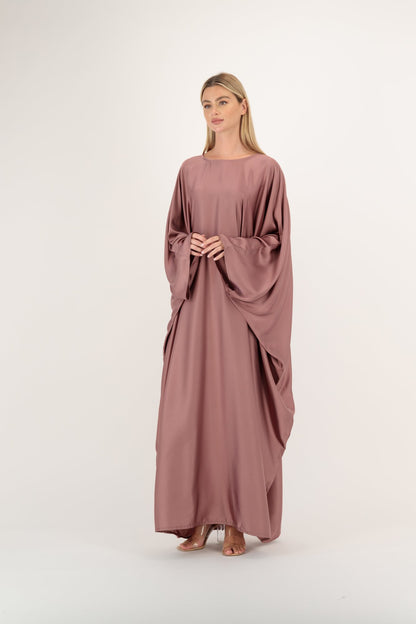 Silk Butterfly abaya colour-dusty-pink-front