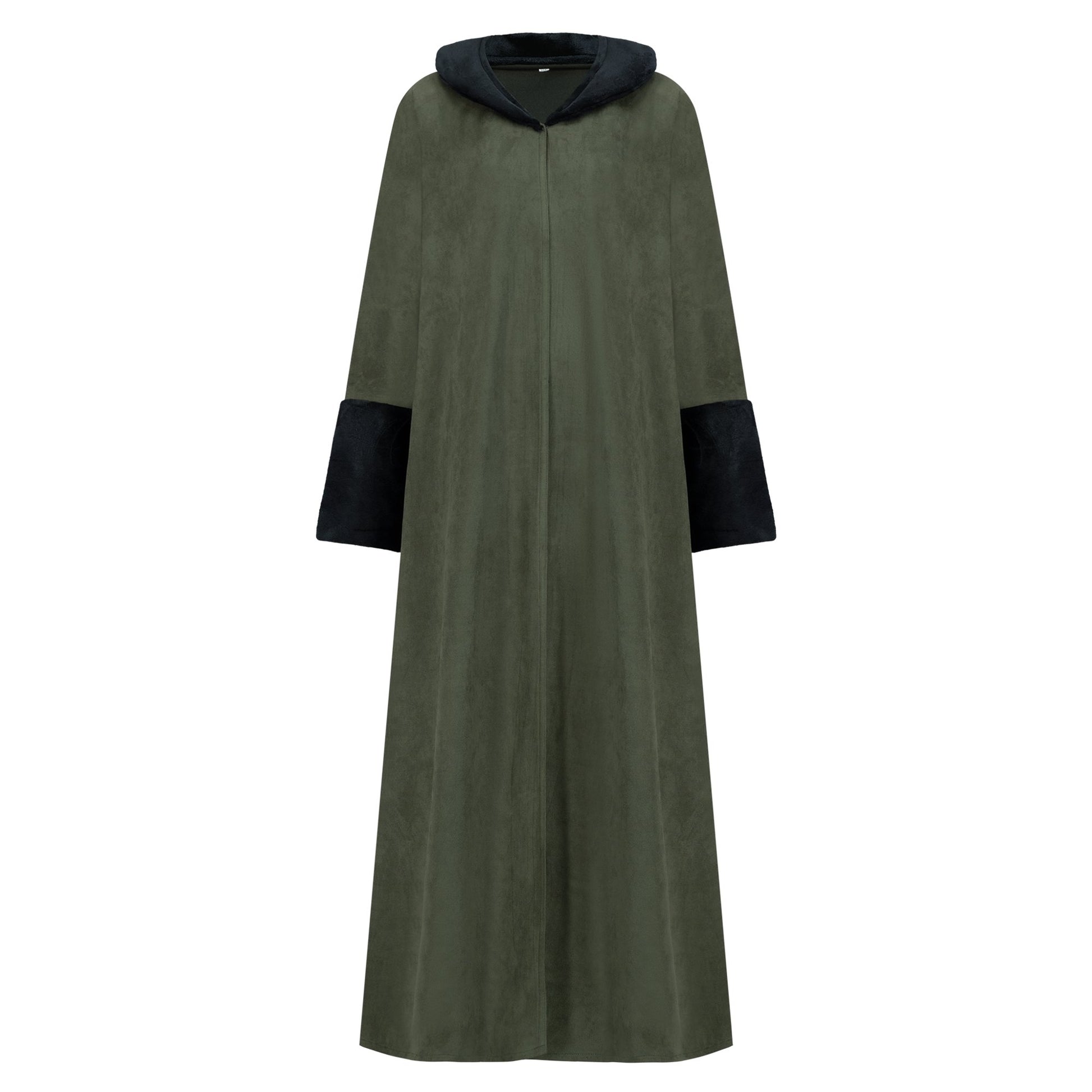 Fur Coat abaya colour-green-front