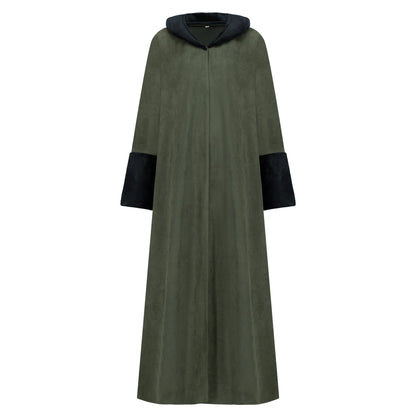 Fur Coat abaya colour-green-front