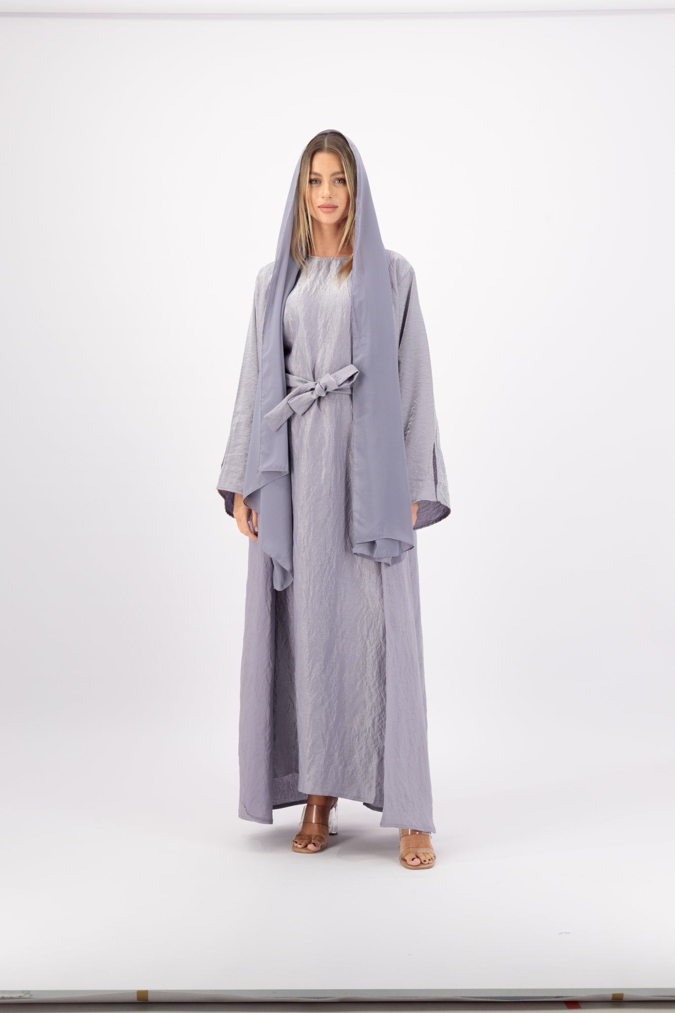 Shimmer Set abaya colour-grey-front