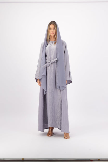 Shimmer Set abaya colour-grey-front