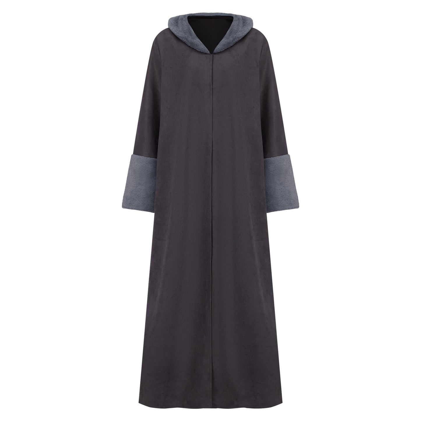 Fur Coat abaya colour-grey-front