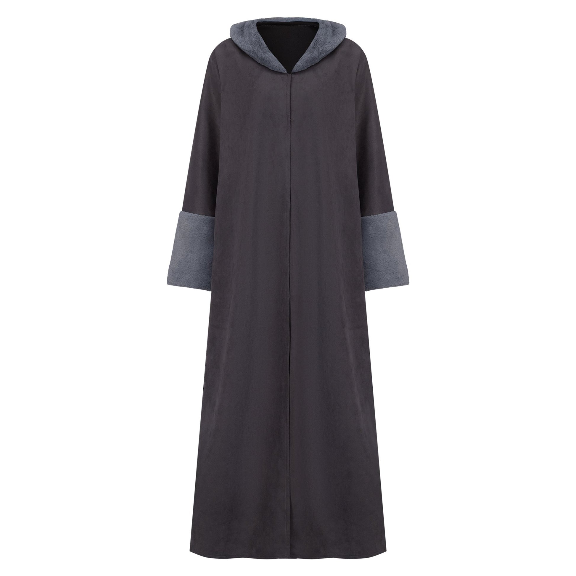 Fur Coat abaya colour-grey-front