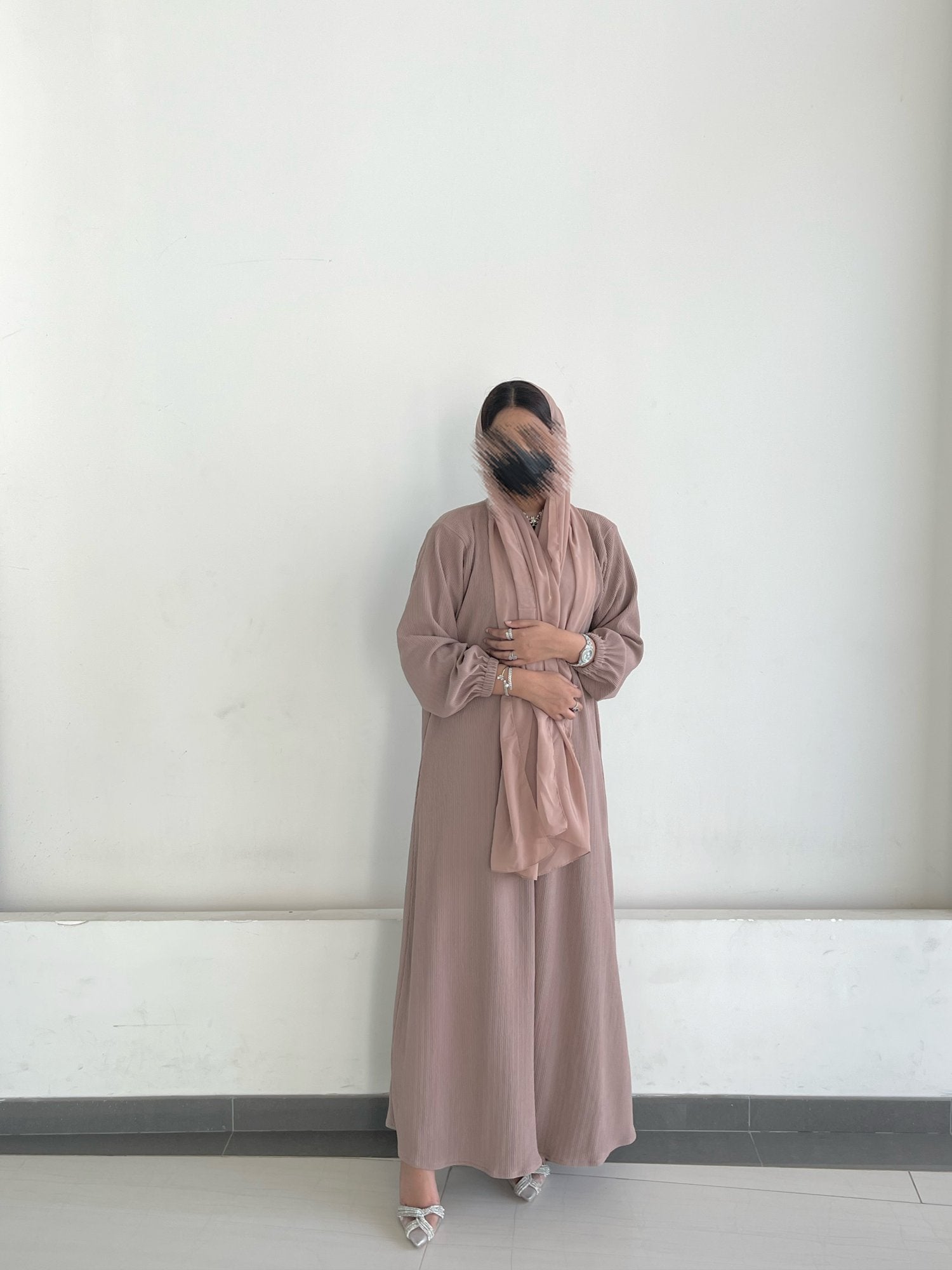 Ribbed abaya colour-mauve-front