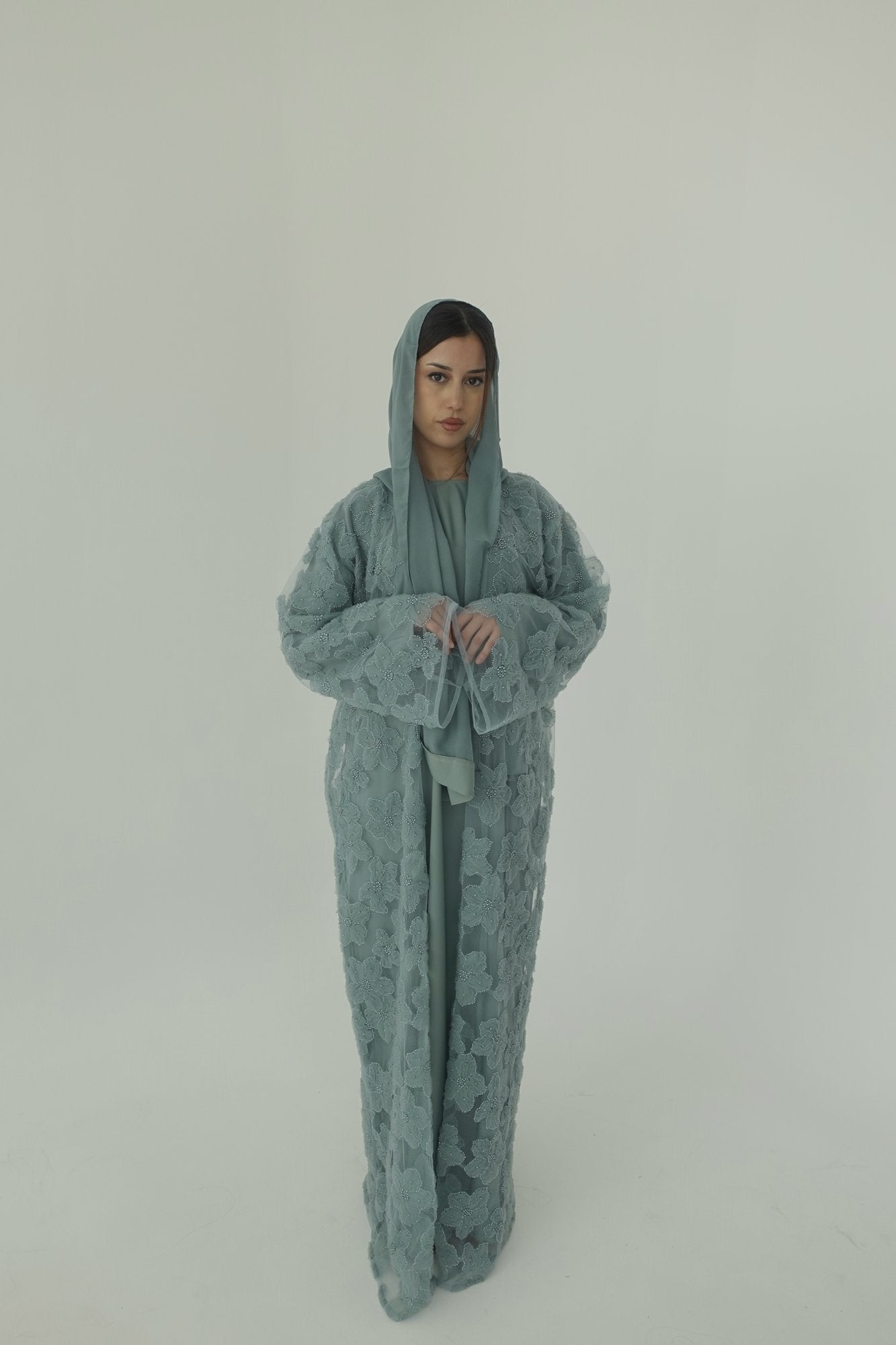 Alana abaya colour-mint-front