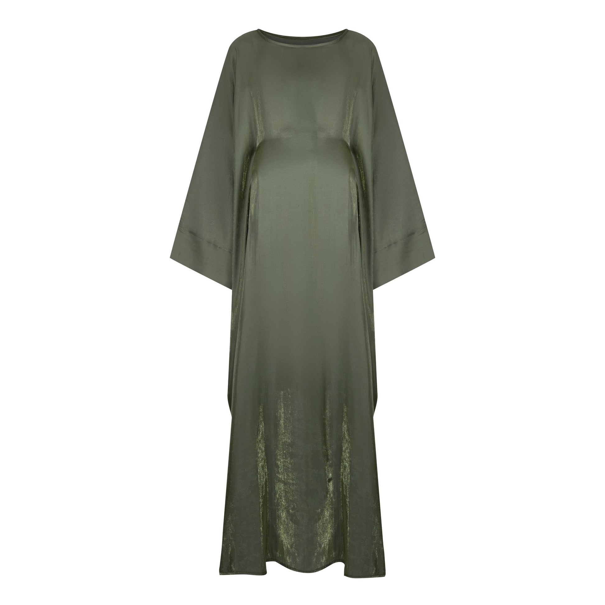Shimmer Butterfly abaya colour-olive-front