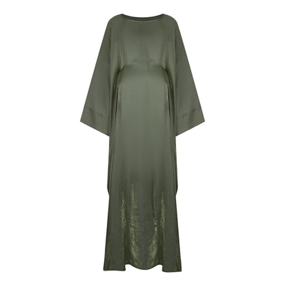 Shimmer Butterfly abaya colour-olive-front