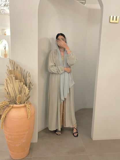 Ribbed abaya colour-olive-front