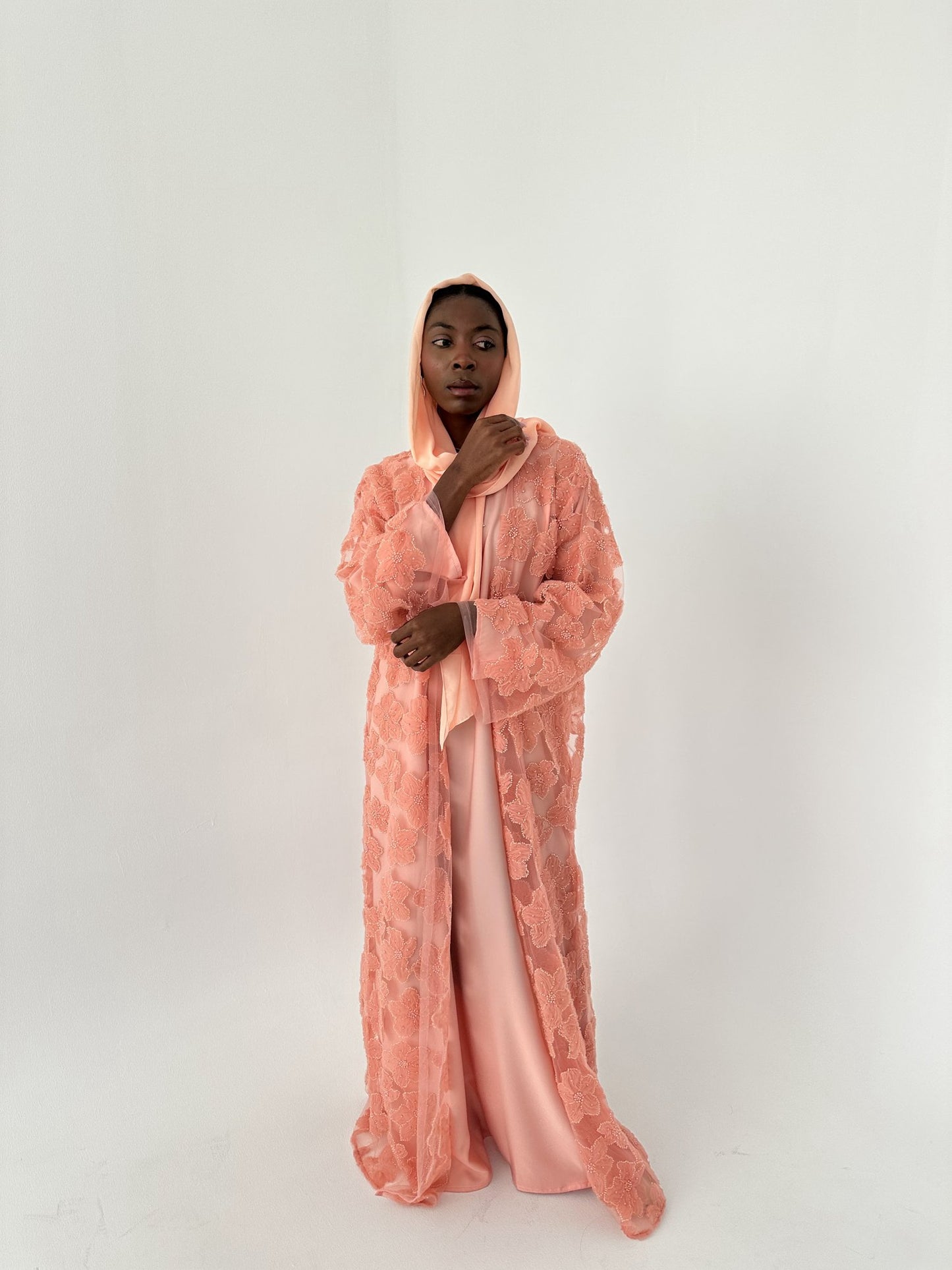 Alana abaya colour-peach-front