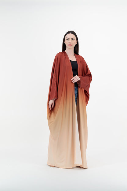 Ombre Satin abaya colour-rust