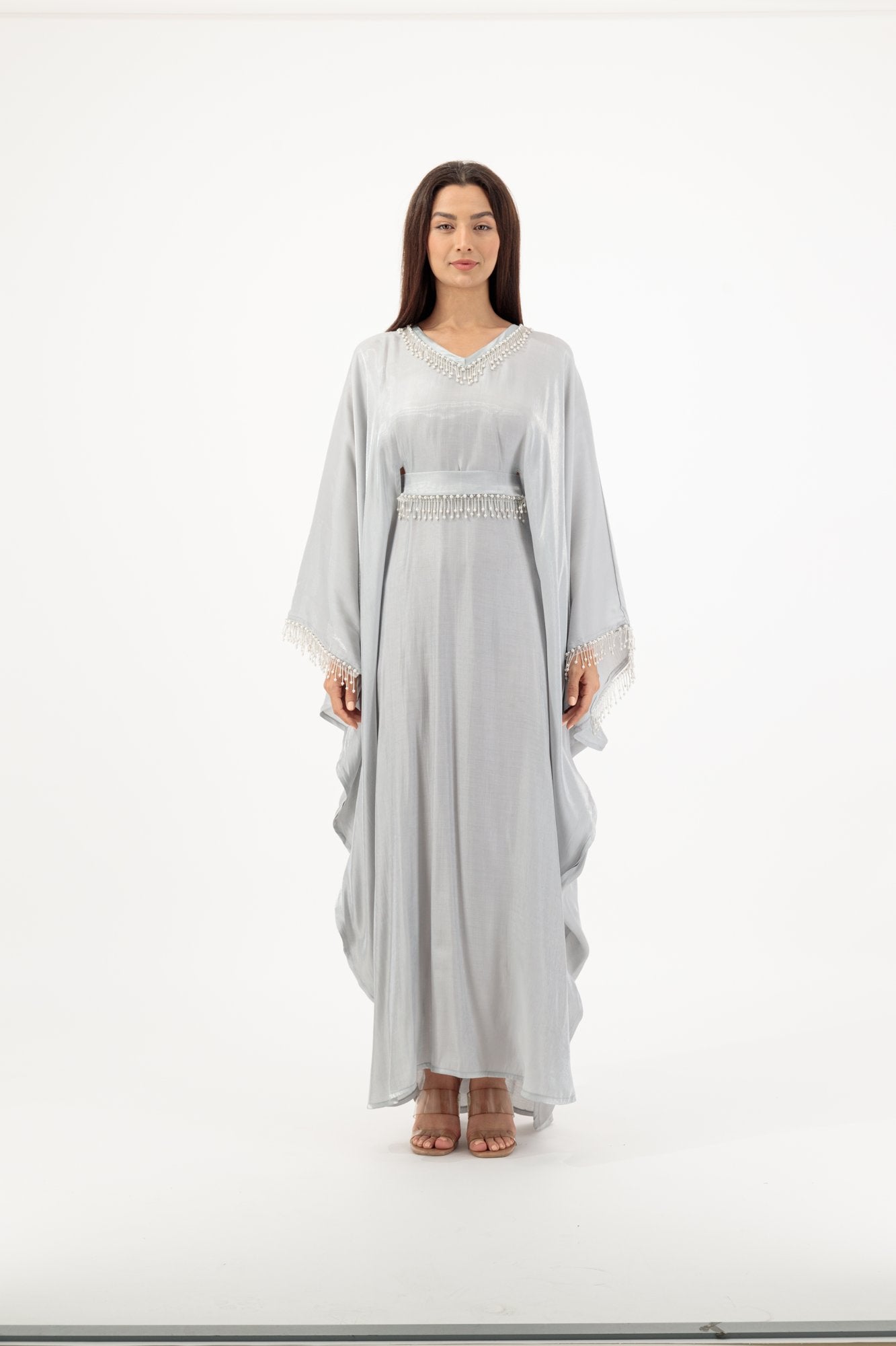Sultana abaya colour-silver-front