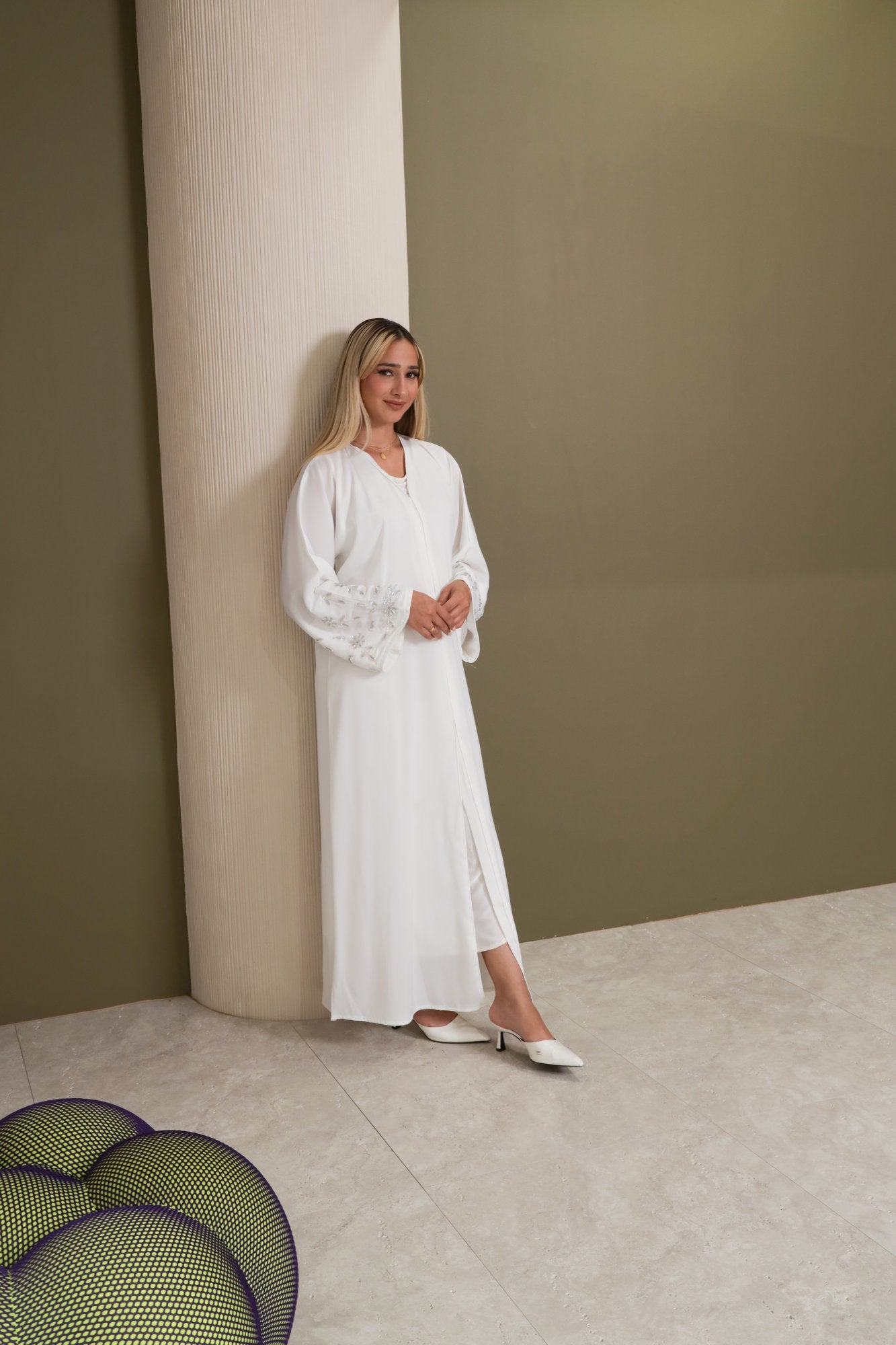 Neha abaya colour-white-front