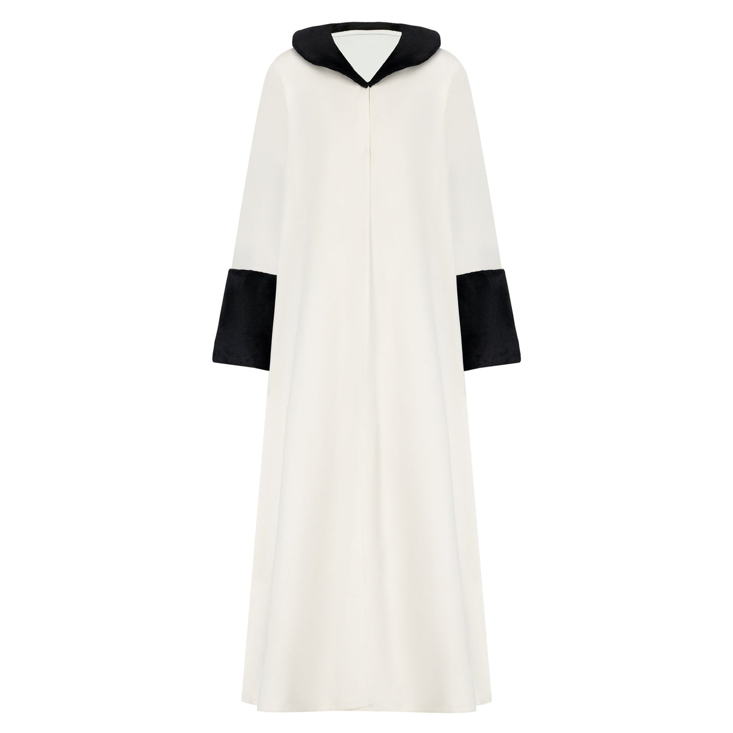 Fur Coat abaya colour-white-front
