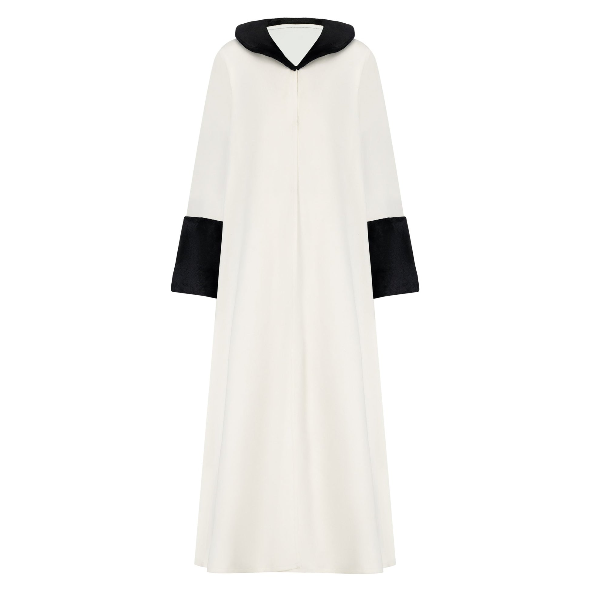Fur Coat abaya colour-white-front