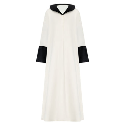 Fur Coat abaya colour-white-front