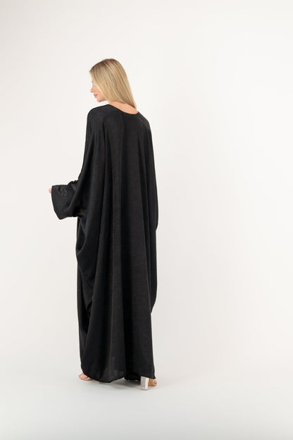 Satin Crush Butterfly abaya model-back