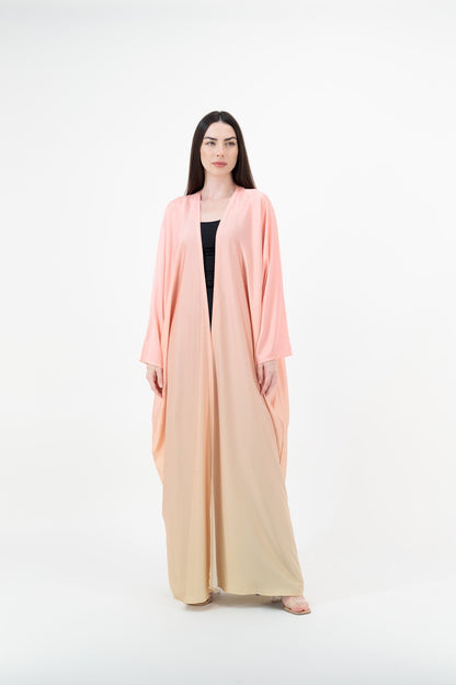 Ombre Satin abaya model-front