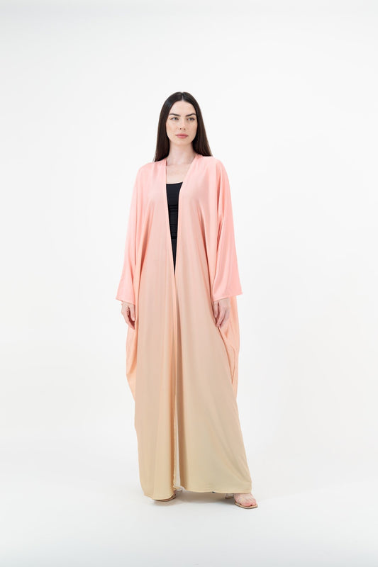 Ombre Satin abaya model-front