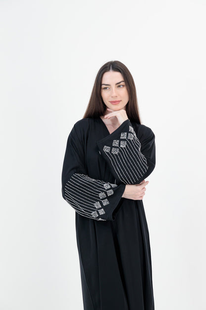 Silver Embroidered Cuff abaya sleeve